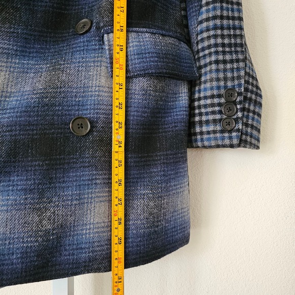 AVEC LES FILLES Wool Blend Double Breasted Mixed Plaid Blazer Jacket Sz S - Picture 15 of 15